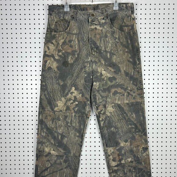 Wrangler Camo Double Knee Jean 36x34 Y2K Streetwear Skate Baggy Hunting 90s Worn - Picture 5 of 8